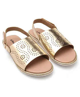 Golden Laser-Cut Sandals for Girls