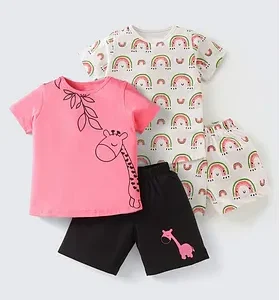 Rainbow & Giraffe Printed Cotton Sets